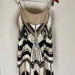 Alice + Olivia Harley Geometric Sequin Mini Dress Black Gold size 8 NWT